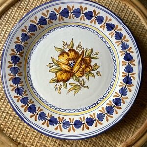 Talavera Espana Folk Art Pottery Hand Painted Floral 12" Ceramic Plate signed